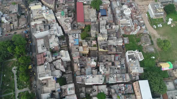 City of Varanasi (Benares) in Uttar Pradesh in India seen from the sky