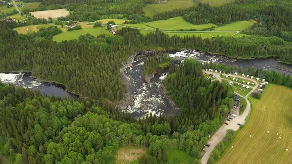 Ristafallet Waterfall in the Western Part of Jamtland