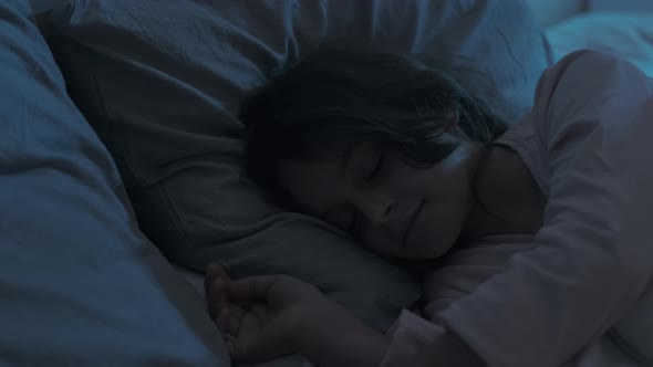 Sleeping Child Night Rest Small Girl Lying in Bed