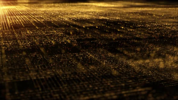 Abstract Gold Particles Matrix Grid Particle Background 05