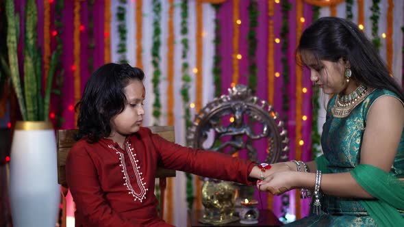 Indian Family Celebrating Raksha Bandhan Festival