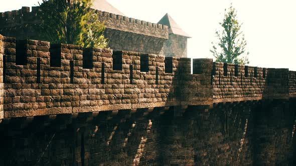 Old Castle Walls at the Sunset