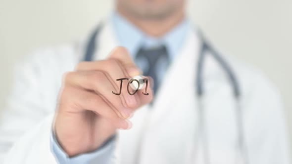 Joint Inflammation Doctor Writing on Transparent Glass