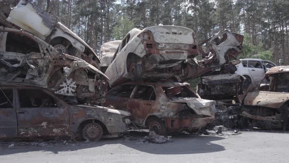 Wardestroyed Cars in Irpin Bucha District Ukraine