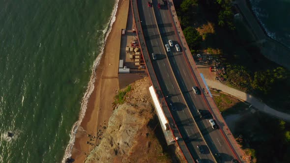 Arial View of the California Bixby Bridge in Big Sur in the Monterey County