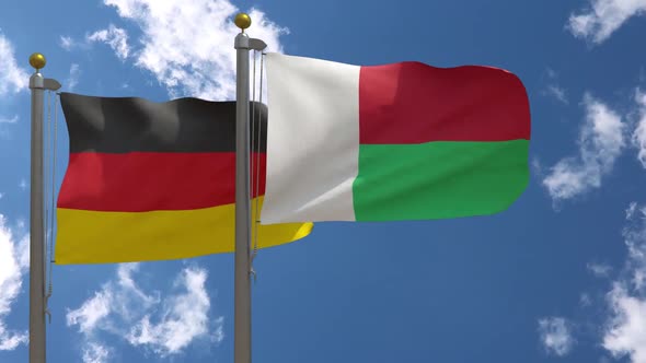 Germany Flag Vs Madagascar On Flagpole