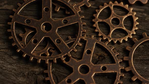 Rotating stock footage shot of antique and weathered watch faces