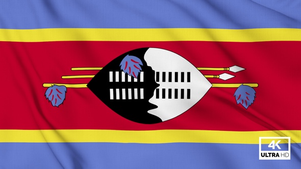 Swaziland Flag Waving Slowly Looped