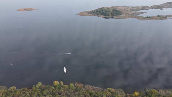 Aerial View of the Dnipro River - the Main River of Ukraine