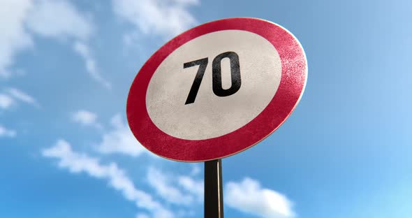 70 Max Speed Limit Sign - 4K