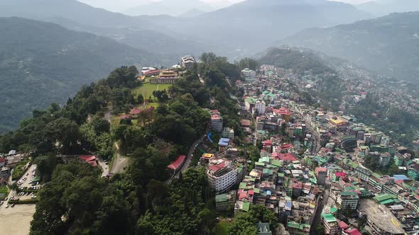 City of Gangtok in Sikkim India seen from the sky