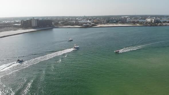 Private Yachts sailing at Gulf shores Alabama Baldwin county aerial