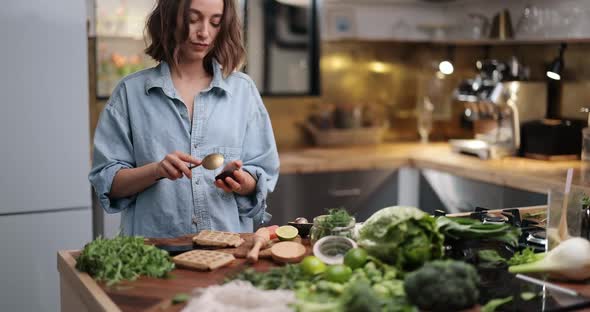 Woman Making Healthy Food at Home