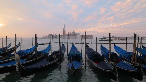 Venice Gondolas on San Marco Square, Venice, Italy