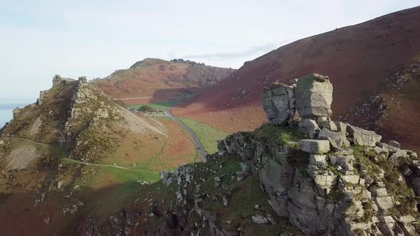 Panoramic View Landscape From The Valley Of The Rocks On A Bright Day In North Devon, England. - Aer