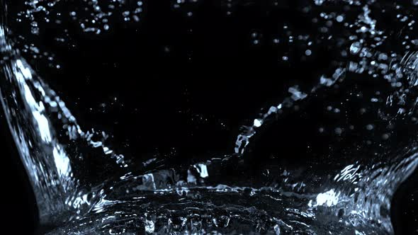 Super Slow Motion Shot of Water Splash at 1000Fps Isolated on Black Background