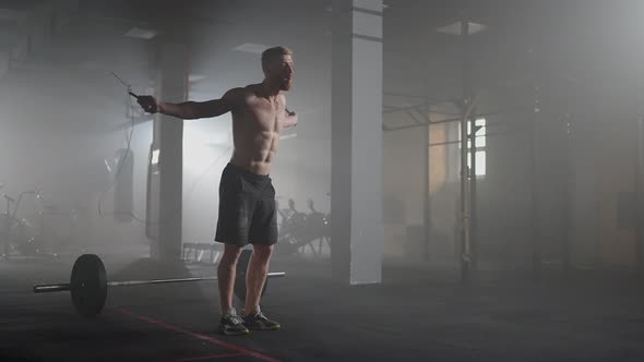 Portrait of Young Male Athlete Skipping Rope