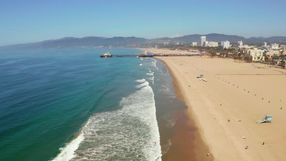 Aerial View of the Santa Monica Pier in Santa Monica LA California