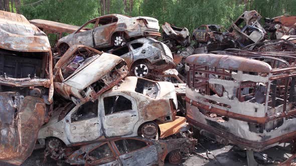Wardestroyed Cars in Irpin Bucha District Ukraine