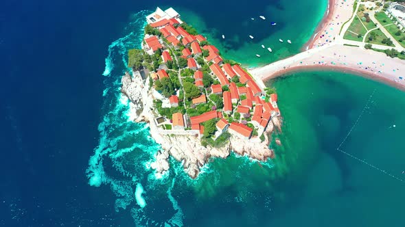 The Sveti Stefan Island in the Adriatic Sea