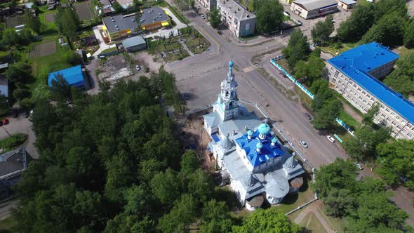 Russian Village From a Height in Flight