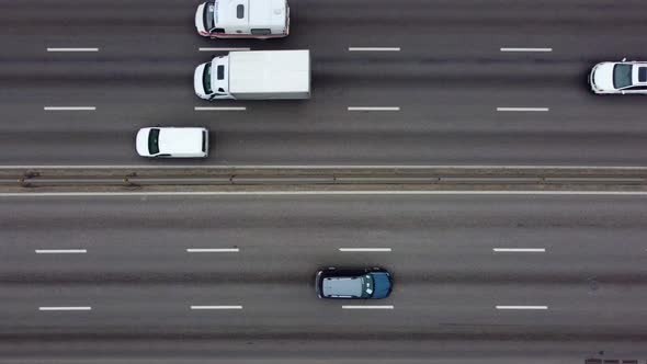 Aerial Top View of Road Automobile Traffic Transportation Concept