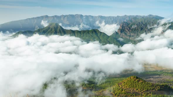 La Palma Crater And Clouds Timelapse, Spain in 4K