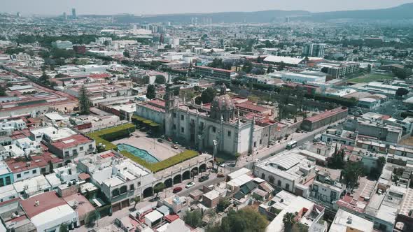 Downtown Queretaro as seen from a drone