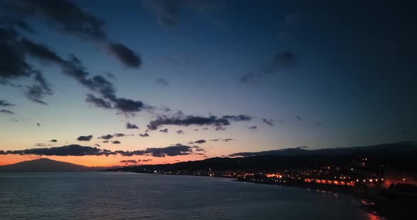 Motion timelapse of beautiful sunset with passing clouds 