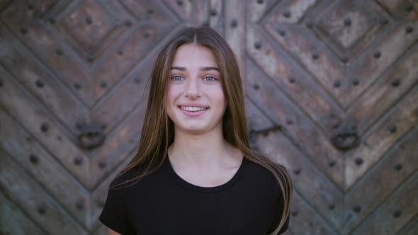 Closeup Portrait of Happy Young Girl Looking Surprised. Positive Human Emotion