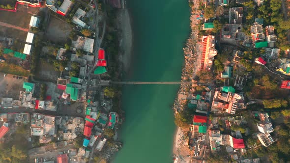 Aerial view of a township in Bihar, India.