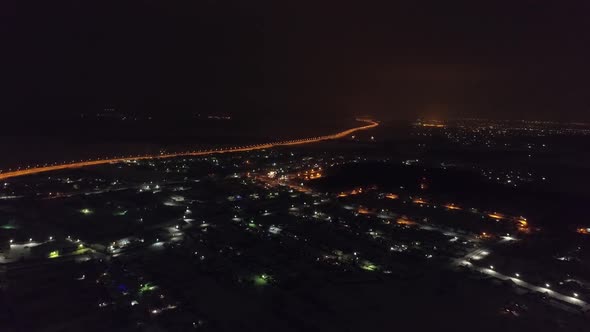 Aerial view of New Year's fireworks over the village 02