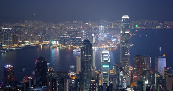 Hong Kong City View from Peak at Night
