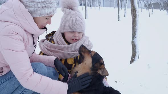 Smile with Dog in the Winter Park