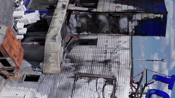 Vertical Video of a Destroyed Shopping Mall During the War in Bucha Ukraine