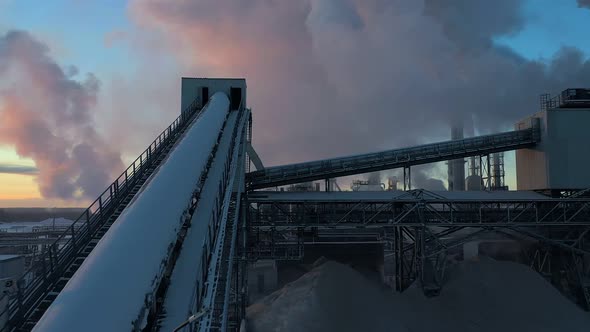 A Belt Conveyor at a Woodworking Plant