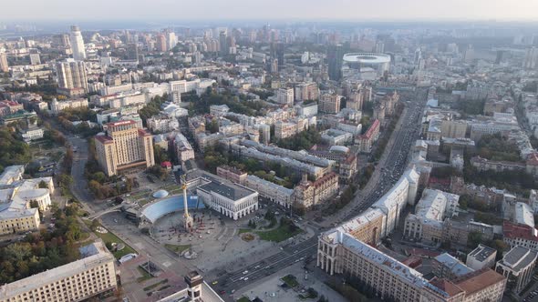 Cityscape of Kyiv, Ukraine. Aerial View, Slow Motion