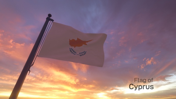 Cyprus Flag on a Flagpole V3