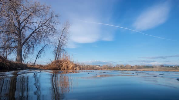 low angle view of a lake in northern Colorado, time lapse animation