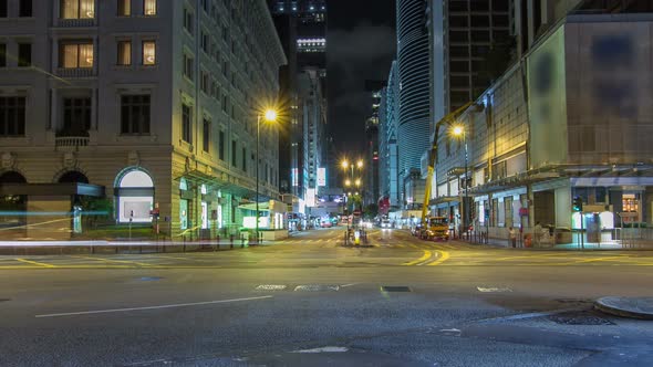 Neon Lights on Tsim Sha Tsui Street Timelapse Hyperlapse with Traffic Near Pehinsula