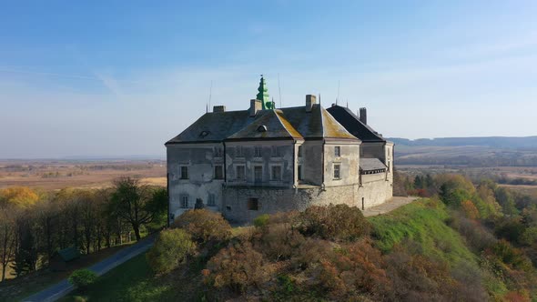 Aerial View of Haunted Castle of Olesko, Ukraine