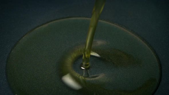 Oil Pours Into Pan