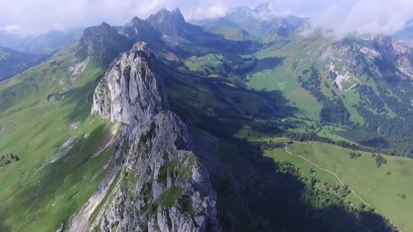 Aerial drone scenic mountain view.