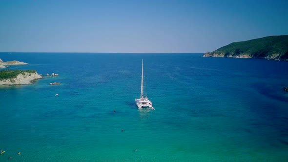 Beautiful beach with yacht