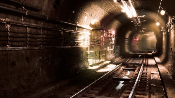 Dark Old Abandoned Metro Subway Tunnel