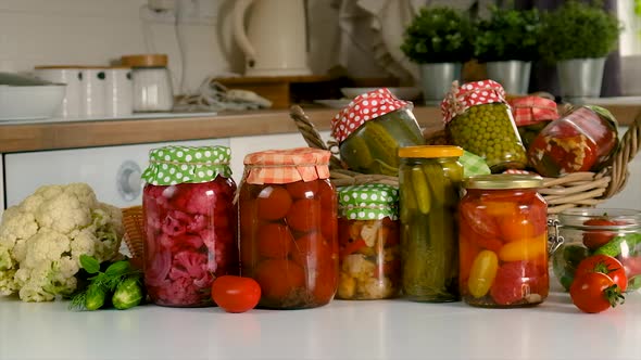 Jars with Preserved Vegetables for the Winter
