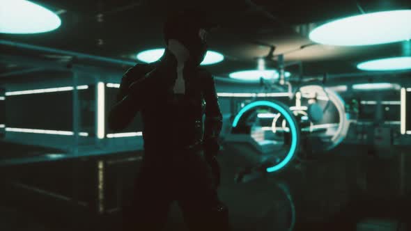 Futuristic Woman in Sci Fi Laboratory alt