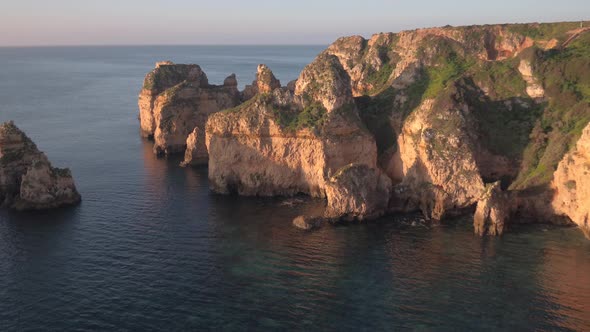 Aerial view of rocky ocean shore in Lagos