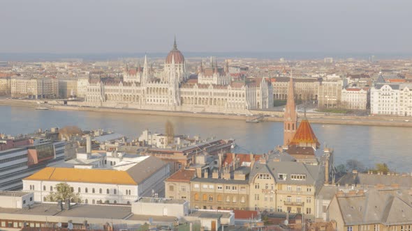 Parliament building of Hungary by the day from Buda side 4K 3840X2160 UltraHD footage - National par