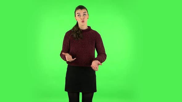 Portrait of Annoyed Woman. Green Screen